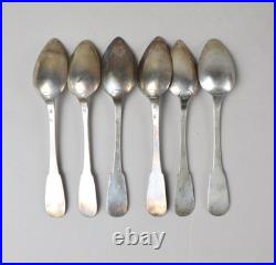 6 Cuillères à café Argent Massif Poinçon Minerve 1er Titre Écrin Napoléon III
