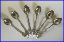 6 Petites Cuillères Argent massif 84 Dragons / Nagasaki Japon / Poinçon Russe