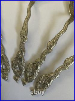 6 Petites Cuillères Argent massif 84 Dragons / Nagasaki Japon / Poinçon Russe