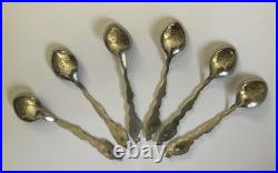 6 Petites Cuillères Argent massif 84 Dragons / Nagasaki Japon / Poinçon Russe