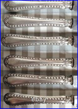 6 anciens couteaux à fromage manches argent massif fourré poinçon Minerve CA32
