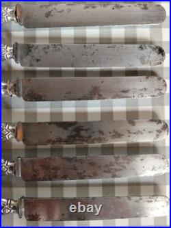 6 anciens couteaux à fromage manches argent massif fourré poinçon Minerve CA32