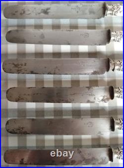 6 anciens couteaux à fromage manches argent massif fourré poinçon Minerve CA32