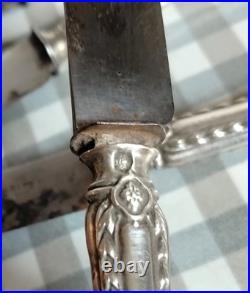 6 anciens couteaux à fromage manches argent massif fourré poinçon Minerve CA32