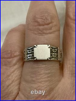 ANCIENNE BAGUE CHEVALIÈRE EN ARGENT MASSIF VÉRITABLE CISELURE/ Poinçons