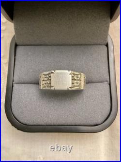 ANCIENNE BAGUE CHEVALIÈRE EN ARGENT MASSIF VÉRITABLE CISELURE/ Poinçons