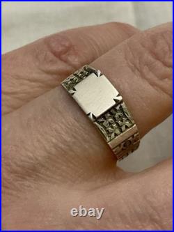 ANCIENNE BAGUE CHEVALIÈRE EN ARGENT MASSIF VÉRITABLE CISELURE/ Poinçons