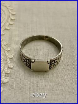 ANCIENNE BAGUE CHEVALIÈRE EN ARGENT MASSIF VÉRITABLE CISELURE/ Poinçons
