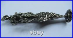 ANCIEN ARGENT MASSIF SOLID SILVER FLACON à Khôl poinçon tète de maure 11 cm 46 g