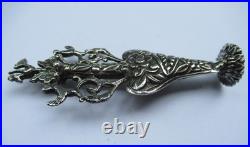 ANCIEN ARGENT MASSIF SOLID SILVER FLACON à Khôl poinçon tète de maure 11 cm 46 g