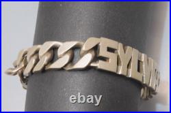 -ANCIEN BRACELET GOURMETTE ARGENT MASSIF Poinçon CRABE Prénom SYLVIA D