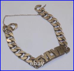 -ANCIEN BRACELET GOURMETTE ARGENT MASSIF Poinçon CRABE Prénom SYLVIA D