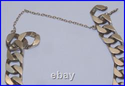 -ANCIEN BRACELET GOURMETTE ARGENT MASSIF Poinçon CRABE Prénom SYLVIA D