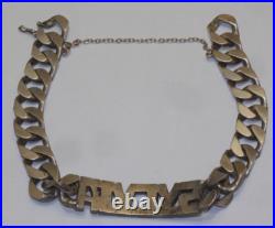 -ANCIEN BRACELET GOURMETTE ARGENT MASSIF Poinçon CRABE Prénom SYLVIA D