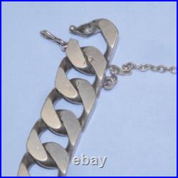 -ANCIEN BRACELET GOURMETTE ARGENT MASSIF Poinçon CRABE Prénom SYLVIA D
