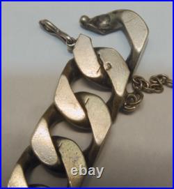 -ANCIEN BRACELET GOURMETTE ARGENT MASSIF Poinçon CRABE Prénom SYLVIA D
