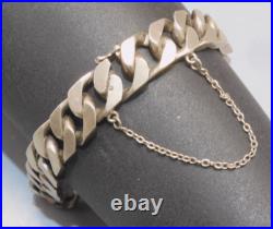 -ANCIEN BRACELET GOURMETTE ARGENT MASSIF Poinçon CRABE Prénom SYLVIA D