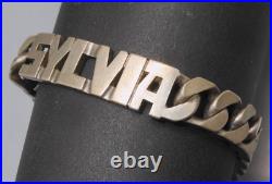 -ANCIEN BRACELET GOURMETTE ARGENT MASSIF Poinçon CRABE Prénom SYLVIA D