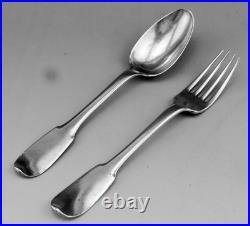 ANCIEN COUVERT CUILLERE ET FOURCHETTE EN ARGENT MASSIF 18EME POINCONS poids 133G