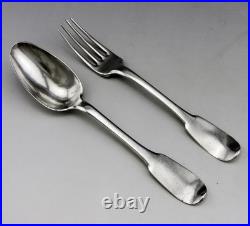 ANCIEN COUVERT CUILLERE ET FOURCHETTE EN ARGENT MASSIF 18EME POINCONS poids 133G