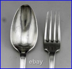 ANCIEN COUVERT CUILLERE ET FOURCHETTE EN ARGENT MASSIF 18EME POINCONS poids 133G
