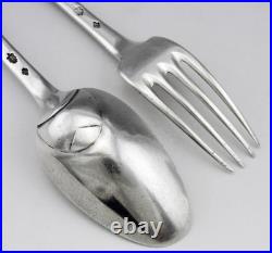 ANCIEN COUVERT CUILLERE ET FOURCHETTE EN ARGENT MASSIF 18EME POINCONS poids 133G