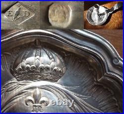 Ancien Bougeoir Royal Evêque Argent minerve poinçon rare 232g à Main, XIXème