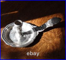 Ancien Bougeoir Royal Evêque Argent minerve poinçon rare 232g à Main, XIXème