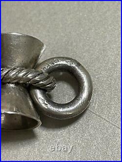 Ancien Bracelet Argent Massif Diabolo Design Année 1950 Poinçon Sanglier Depose