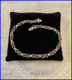 Ancien Bracelet Argent Massif Poinçon Orfevre 16 Diamants Véritables