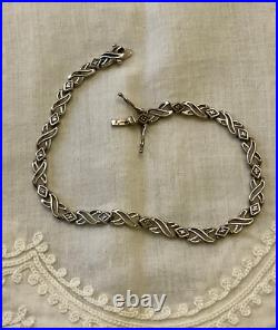 Ancien Bracelet Argent Massif Poinçon Orfevre 16 Diamants Véritables