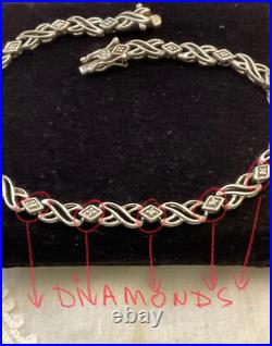 Ancien Bracelet Argent Massif Poinçon Orfevre 16 Diamants Véritables