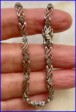 Ancien Bracelet Argent Massif Poinçon Orfevre 16 Diamants Véritables