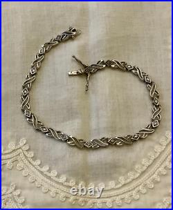 Ancien Bracelet Argent Massif Poinçon Orfevre 16 Diamants Véritables
