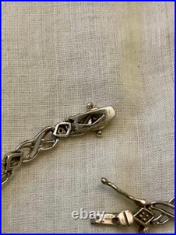 Ancien Bracelet Argent Massif Poinçon Orfevre 16 Diamants Véritables