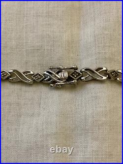 Ancien Bracelet Argent Massif Poinçon Orfevre 16 Diamants Véritables