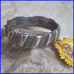 Ancien Bracelet Berbère Aït Atta Maroc Argent Massif Poinçon Bélier 82g
