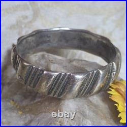 Ancien Bracelet Berbère Aït Atta Maroc Argent Massif Poinçon Bélier 82g