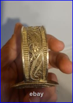 Ancien Bracelet En Argent Massif Vermeil Poinçon Negre XIX Ème