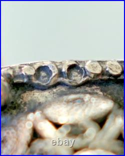Ancien Bracelet Turquoise Berbere En Argent Massif Poinçon Crabe Kabyle Maroc