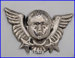 Ancien Chérubin Ange Argent Massif 915/1000 Poinçon Étoile Espagne #V150