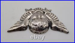 Ancien Chérubin Ange Argent Massif 915/1000 Poinçon Étoile Espagne #V150