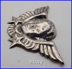 Ancien Chérubin Ange Argent Massif 915/1000 Poinçon Étoile Espagne #V150