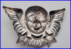 Ancien Chérubin Ange Argent Massif 915/1000 Poinçon Étoile Espagne #V150