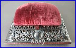 Ancien Coffret A Bijoux Anglais Argent Massif Poinçonné Sur Coffret Cuir Signé