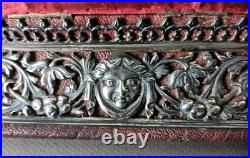 Ancien Coffret A Bijoux Anglais Argent Massif Poinçonné Sur Coffret Cuir Signé