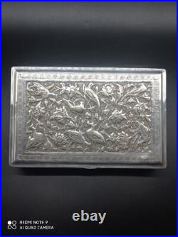 Ancien Coffret ou boîte en argent massif Perse Poinçon 84, Asie, Poids 350 gr