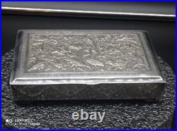 Ancien Coffret ou boîte en argent massif Perse Poinçon 84, Asie, Poids 350 gr