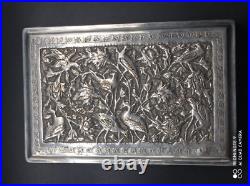 Ancien Coffret ou boîte en argent massif Perse Poinçon 84, Asie, Poids 350 gr