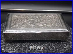 Ancien Coffret ou boîte en argent massif Perse Poinçon 84, Asie, Poids 350 gr